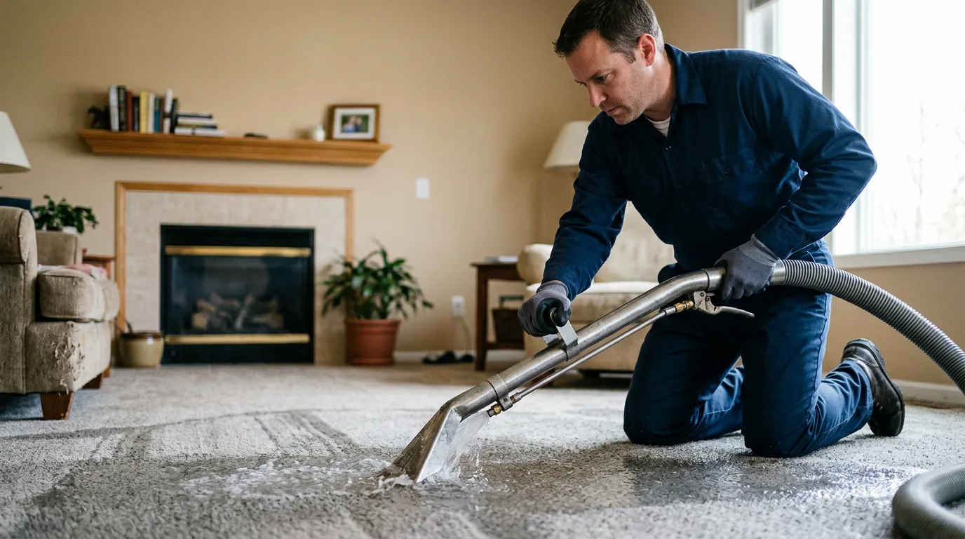 Water damage restoration technician working near Sandy Hook, CT